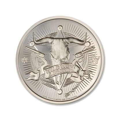 Calamity Jane 1 Troy Ounce 39mm Silver Round featuring a detailed depiction of Calamity Jane and iconic Old West imagery.