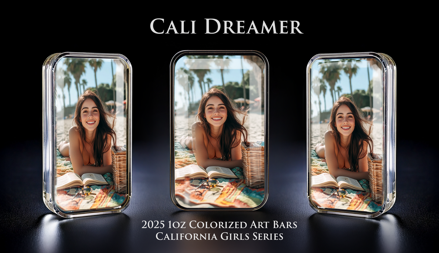 Cali Girls Song Bar Series "Cali Dreamer" 1oz .999 Fine Silver Color Art Bar