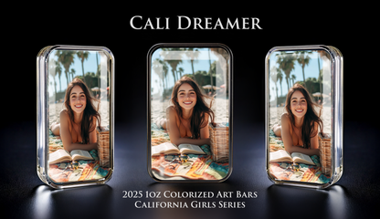 Cali Girls Song Bar Series "Cali Dreamer" 1oz .999 Fine Silver Color Art Bar