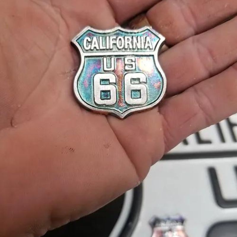 California Route 66 Silver Round - Meticulously crafted silver piece featuring the iconic Route 66 road sign and California landscape