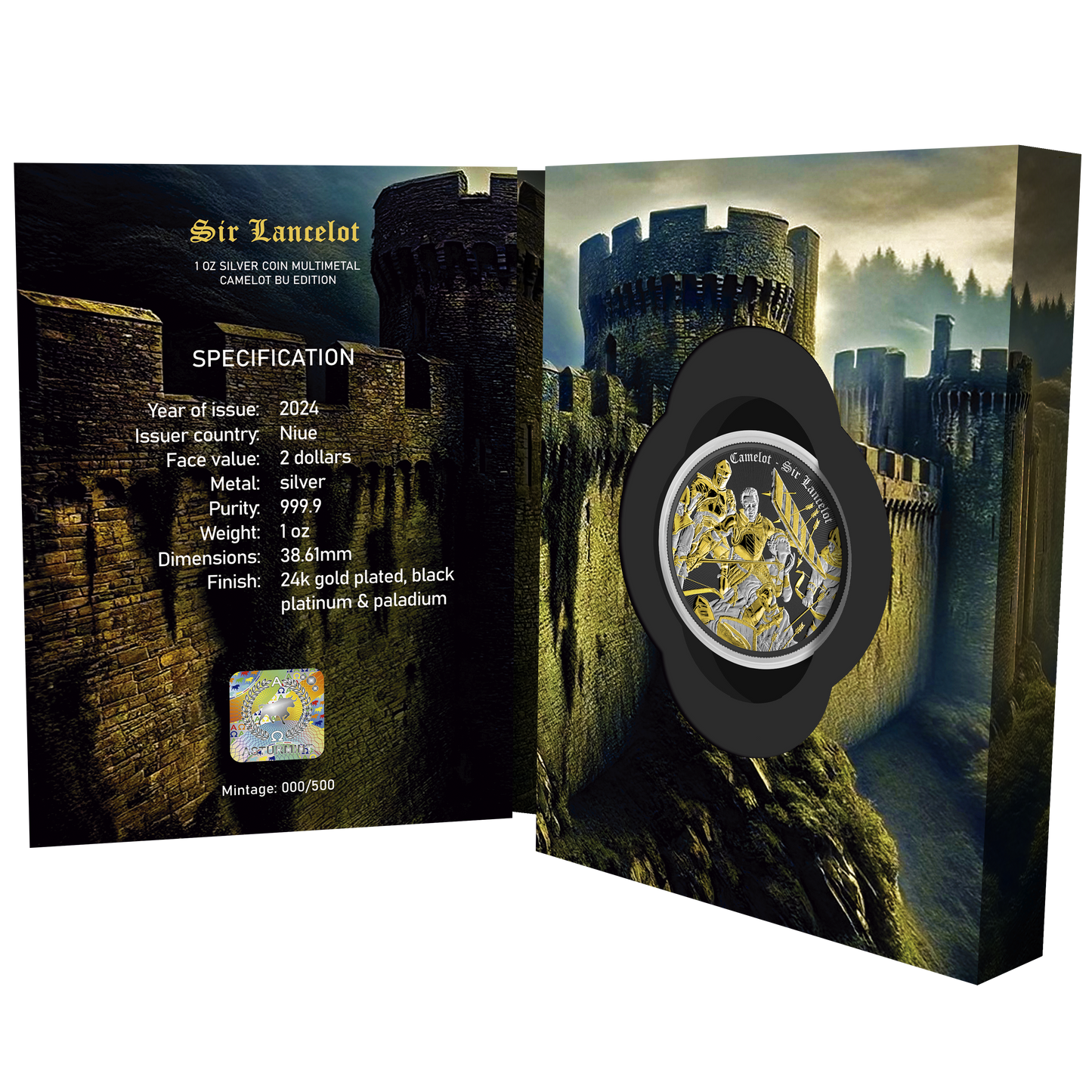 2025 Camelot Sir Lancelot 1oz .999 Silver Coin in Multimetal
