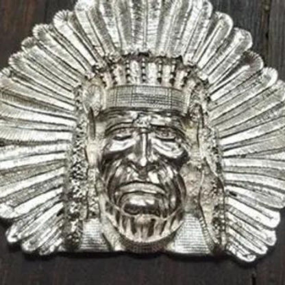 Chief Silver Bull Bar by BarrelyLiving, a high-quality silver bar with celestial motifs, symbolizing leadership and strength.