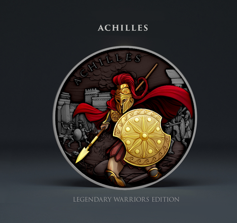 Legendary Warrior Achilles 1oz .999 Color Silver Round*