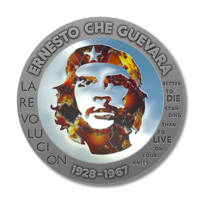 Congo 2023 100 Francs CFA Che Guevara 1 oz AmberSteel Handmade Insert - Unique coin featuring amber and steel, honoring the legacy of Che Guevara.