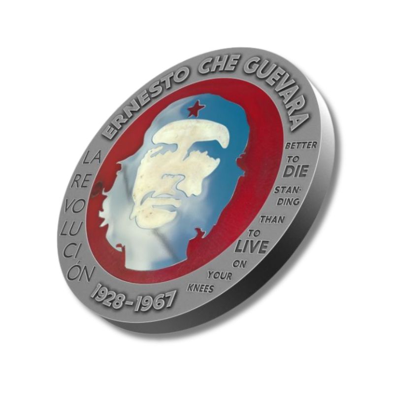 Congo 2023 100 Francs CFA Che Guevara 1 oz Bernit/Steel Handmade Insert V.3 - Unique coin featuring Bernit and steel, honoring the legacy of Che Guevara.