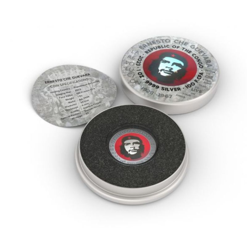 Congo 2023 100 Francs CFA Che Guevara 1 oz BernitSteel Handmade Insert V.5 - Unique coin featuring Bernit and steel, honoring the legacy of Che Guevara.