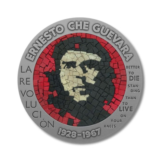 Congo 2023 100 Francs CFA Che Guevara 1 oz Micro Mosaic Handmade Insert - Intricately crafted silver coin honoring Che Guevara.