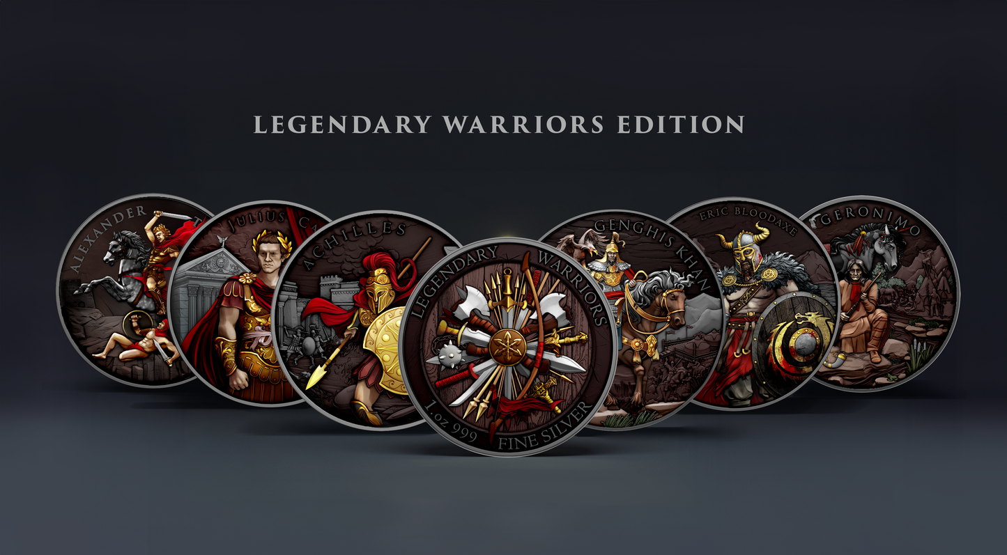 Genghis Kahn Legendary Warriors Series Set 1 Troy oz .999 Fine Silver Round