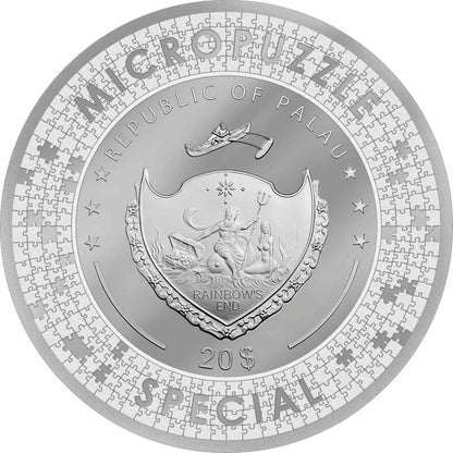 *CREATION OF ADAM Micropuzzle Treasures Special Edition 5 Oz Silver Coin 20$ Palau 2023