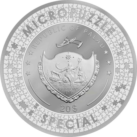 CREATION OF ADAM Micropuzzle Treasures Special Edition 5 Oz Silver Coin 20$ Palau 2023