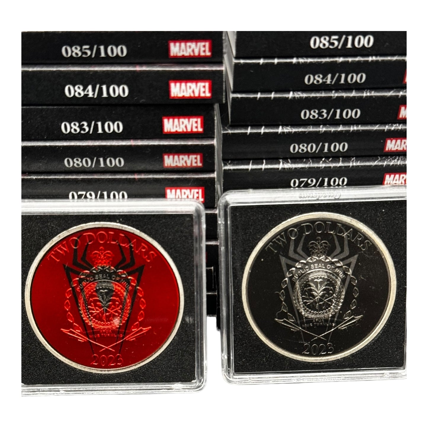 Pair .999 Silver Coins (2)-1oz Niue Spiderman Fully Colorized Proof Like