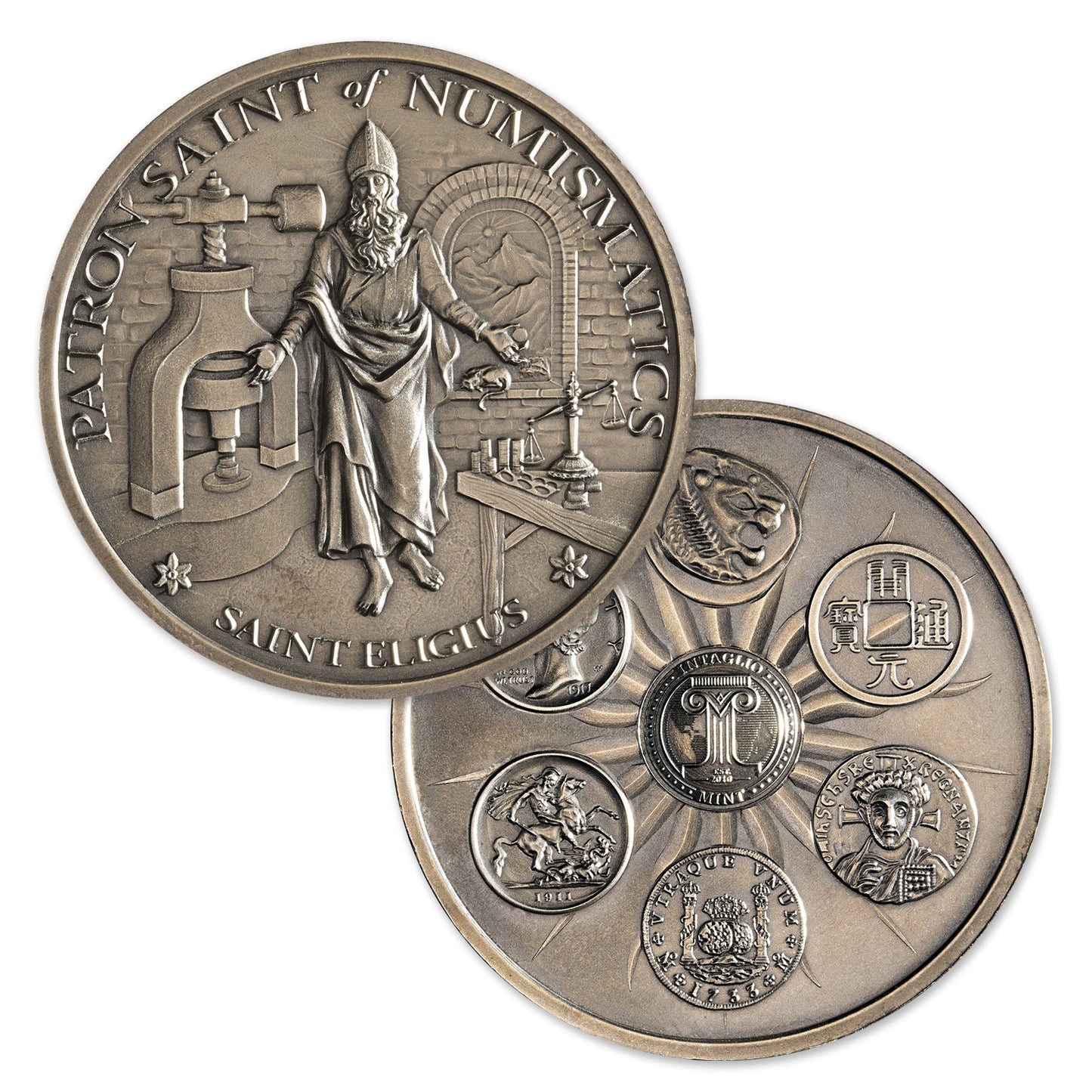 Saint Eligius 5 Troy Ounce 50mm Limited Mintage 500 Antiqued