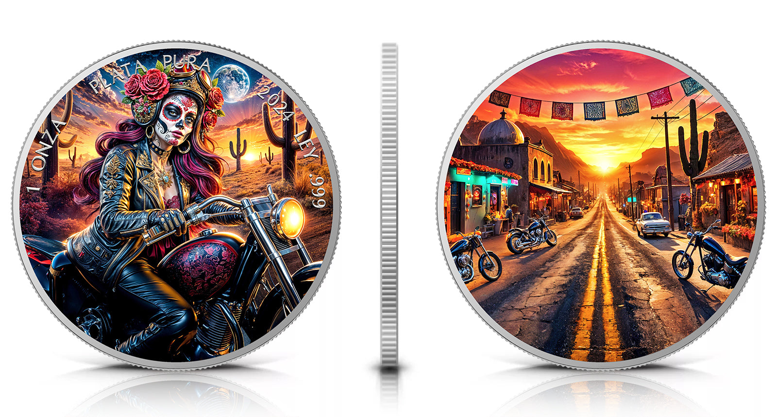 2024 Mexico Libertad Dia de los Muertos Biker 1oz .999 Silver Coin