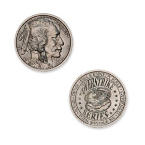 2024 – OVERSTRIKE SERIES #11 – 1964 KENNEDY HALF W/ BUFFALO NICKEL OBVERSE – 30MM (ONLY 250 MINTED) IN COINSAFE CAPSULE AND C.O.A.