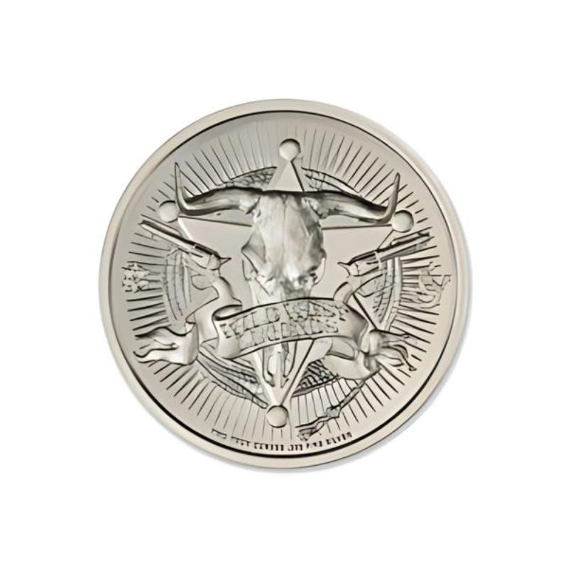 Doc Holliday 2 oz Silver Round featuring a detailed depiction of Doc Holliday and iconic Old West imagery.