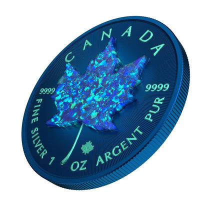 CS Canadian Maple Leaf 1oz Space Blue with Real Opal Maple Leaf