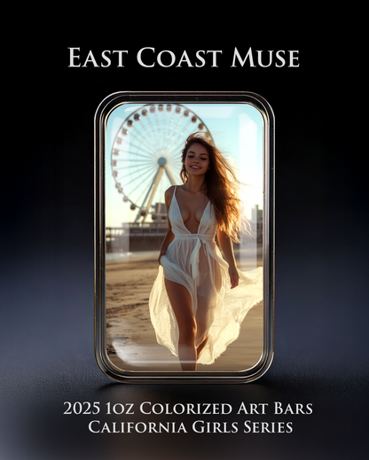 Cali Girls Song Bar Series "East Coast Muse" 1oz .999 Fine Silver Color Art Bar