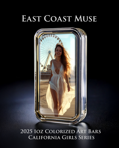 Cali Girls Song Bar Series "East Coast Muse" 1oz .999 Fine Silver Color Art Bar