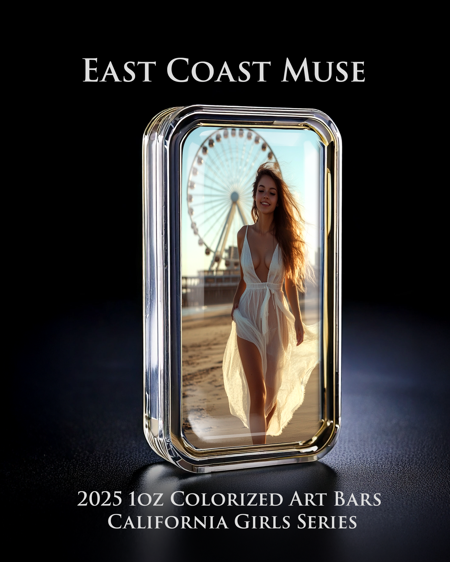 Cali Girls Song Bar Series "East Coast Muse" 1oz .999 Fine Silver Color Art Bar