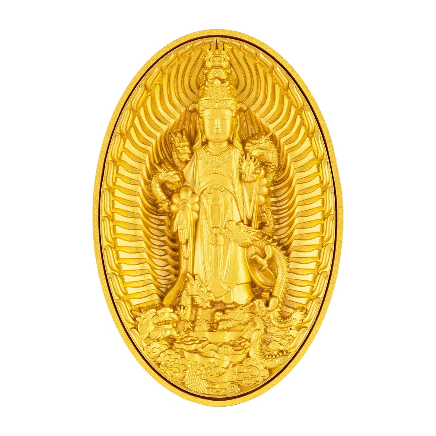 2023 Tchad Eight Dragon Buddha 1 oz Silver Coin (Gold Gilded)
