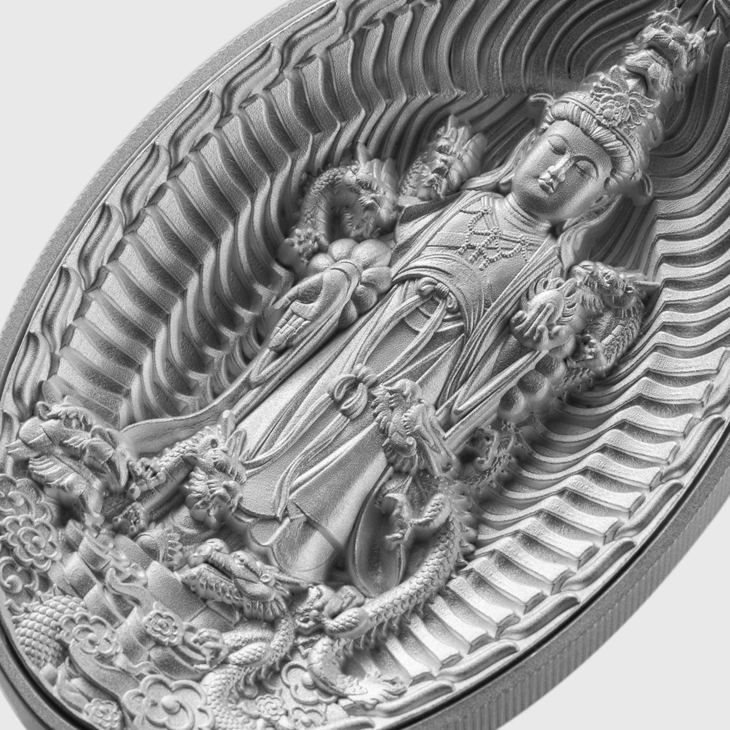 2023 Tchad Eight Dragon Buddha 1 oz Silver Coin (Antiqued Finish)