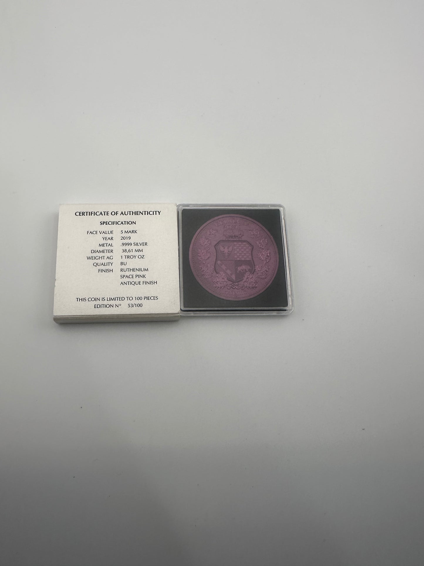 2019 The Allegories Britannia & Germania 1oz Coin Ruthenium Space Pink