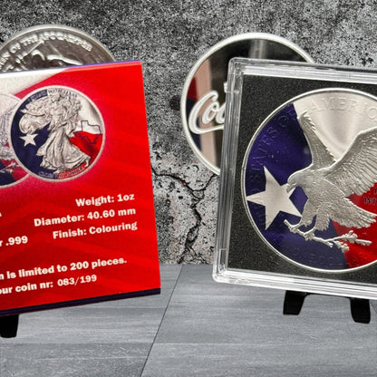2024 Silver Eagle Colorized .999 Silver Coin 1oz “I Stand With Texas”