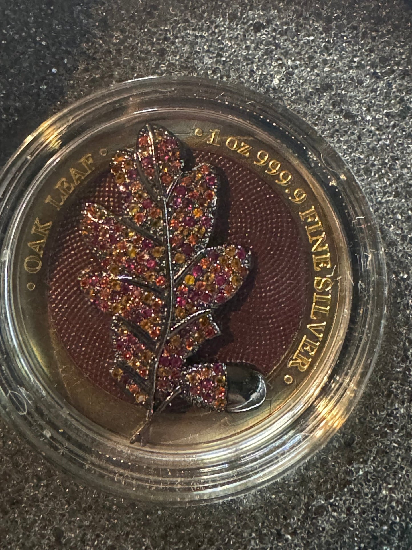 Germania 2019 5 Mark Bejeweled Oak Leaf Black - 1 Oz Silver Coin