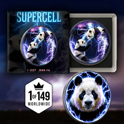 2023 China Panda “Supercell” Storm 1oz .999 Silver Colorized Coin