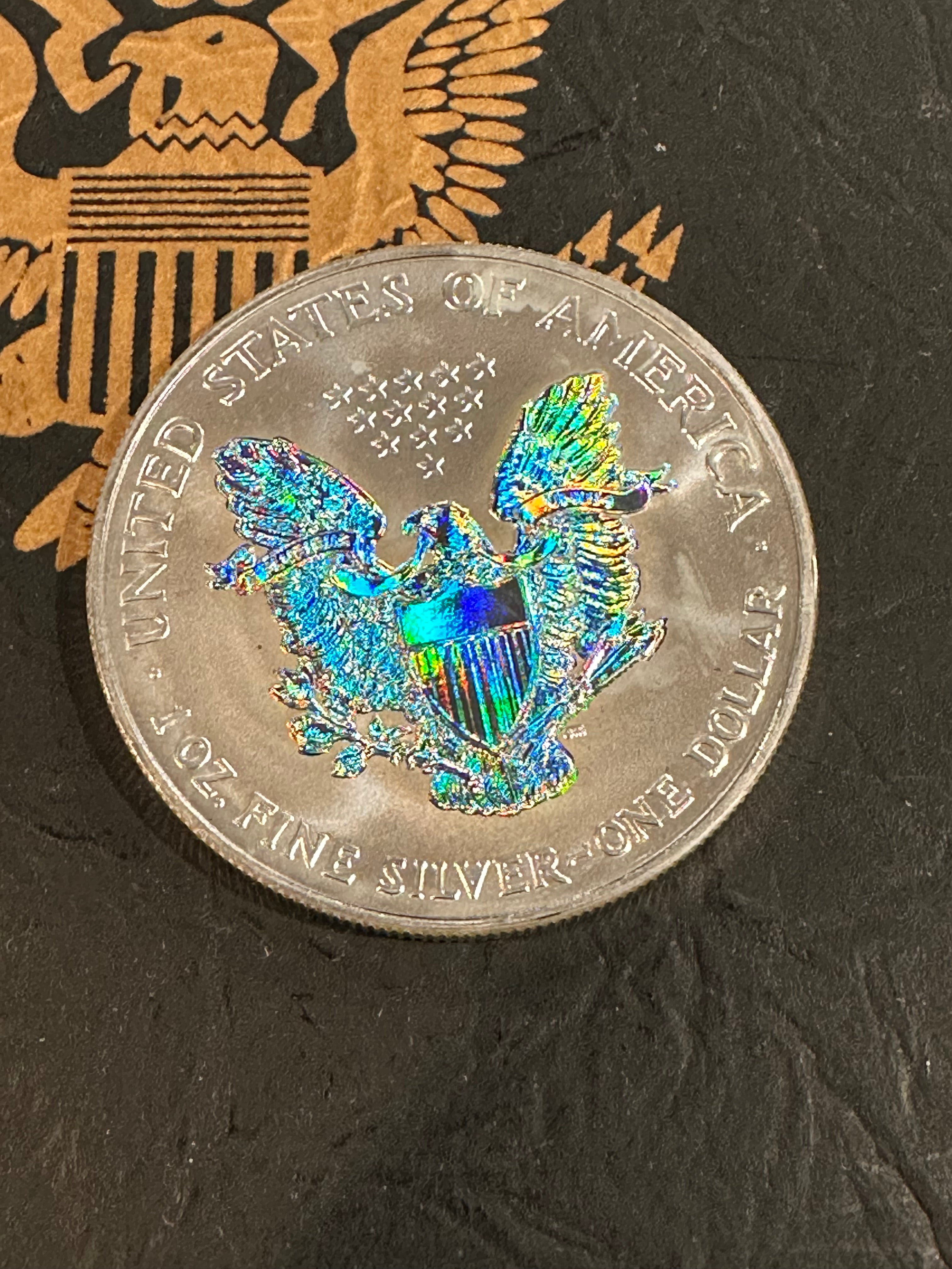 American Silver Eagle Double Sided Holographic (Ice Blue Refraction) 1oz .999 Silver Coin (Random Year)