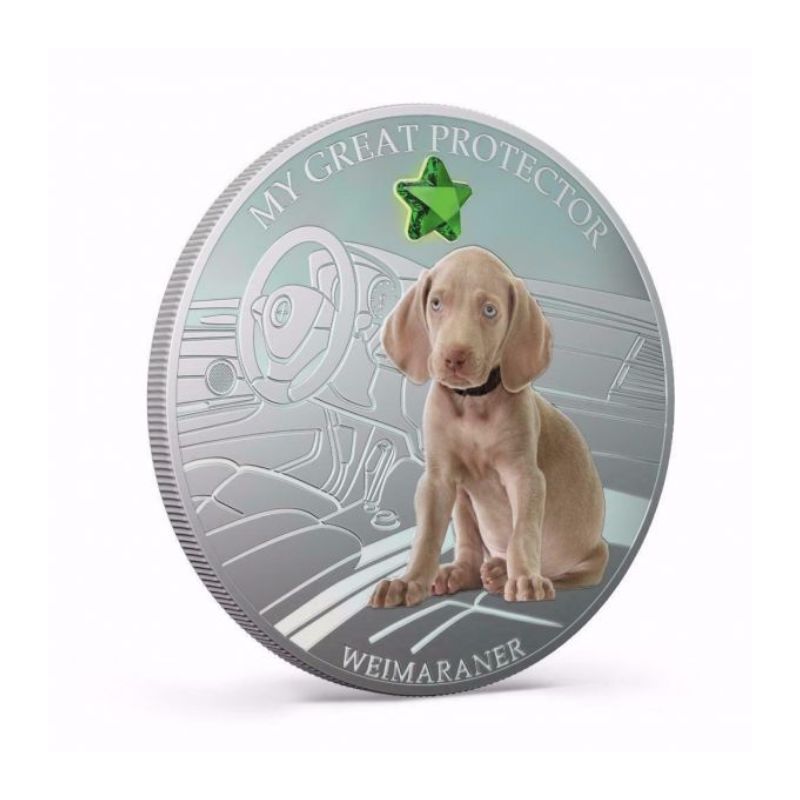 Fiji 2013 Weimaraner My Great Protector 1 Oz Silver Coin featuring a detailed depiction of a Weimaraner dog.