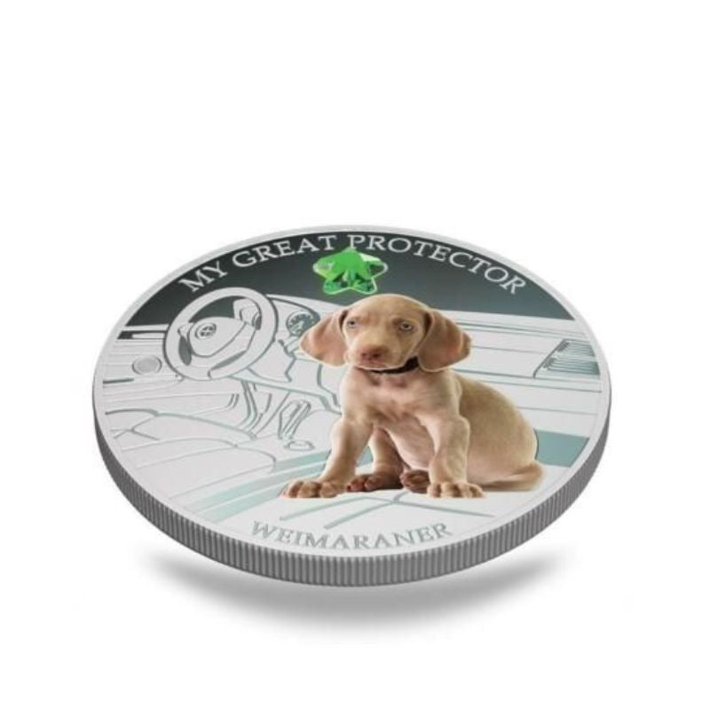 Fiji 2013 Weimaraner My Great Protector 1 Oz Silver Coin featuring a detailed depiction of a Weimaraner dog.