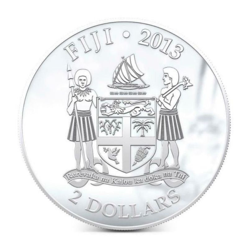 Fiji 2013 $2 American Curl "Fluffy Cat" 1 Oz Silver Coin featuring a detailed depiction of an American Curl cat.