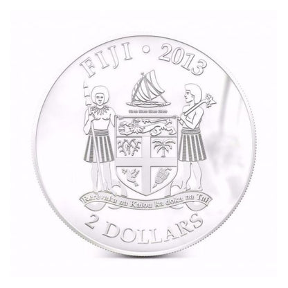 Fiji 2013 $2 Basset Hound My Best Friend 1 Oz Proof Silver Coin featuring a detailed depiction of a Basset Hound.