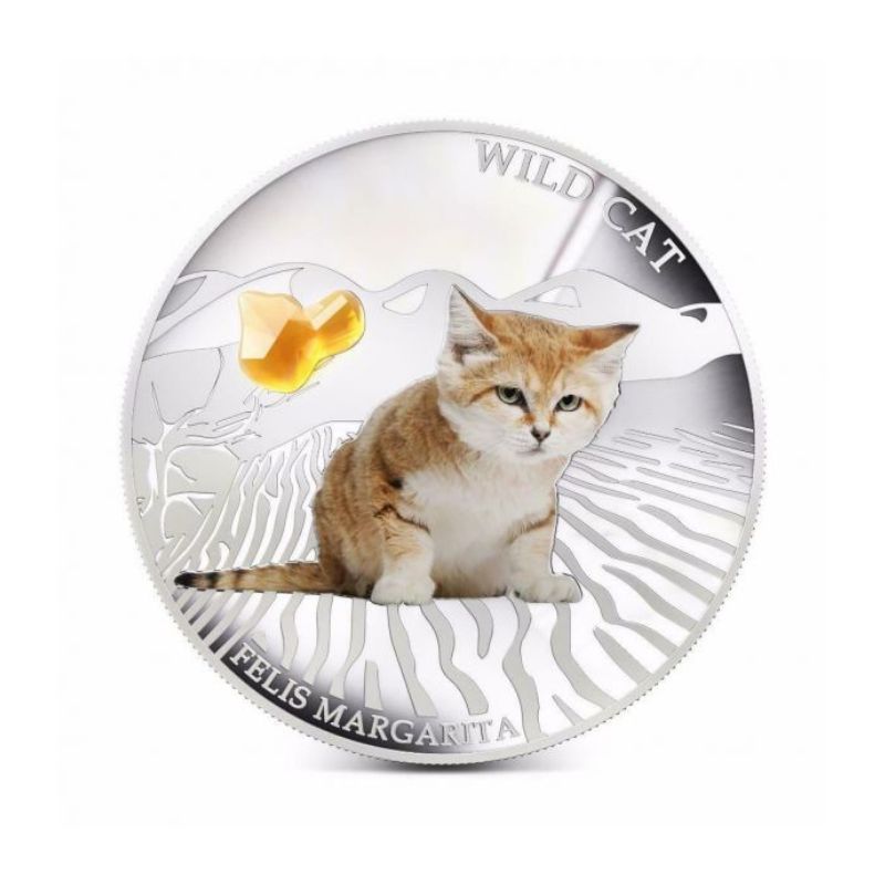 Fiji 2013 $2 Felis Margarita "Sand Cat" 1 Oz Silver Coin featuring a detailed depiction of a Sand Cat.