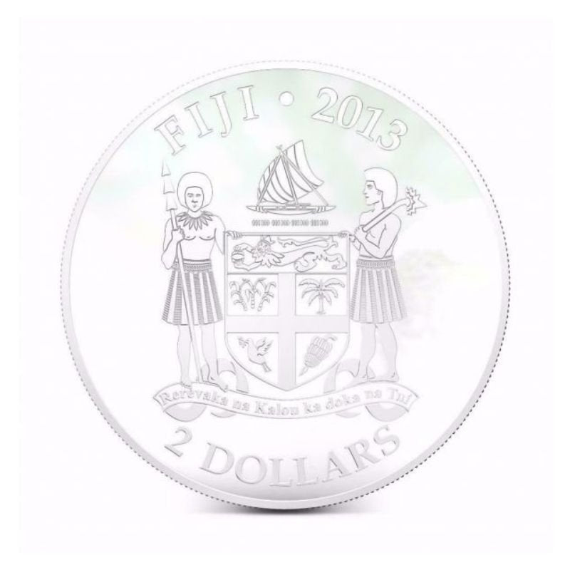 Fiji 2013 $2 Leopardus Wild Cat 1 Oz Silver Coin featuring a detailed depiction of a Leopardus wild cat.