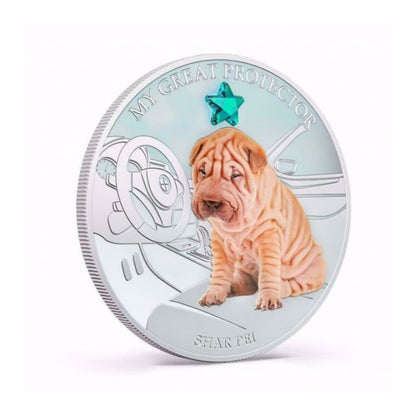 Fiji 2013 $2 Shar Pei My Great Protector 1 Oz Silver Coin featuring a detailed depiction of a Shar Pei dog.