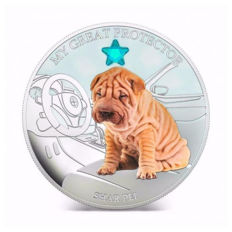 Fiji 2013 2 Dollar Dogs and Cats My Great Protector  Shar Pei 1Oz Silver Coin