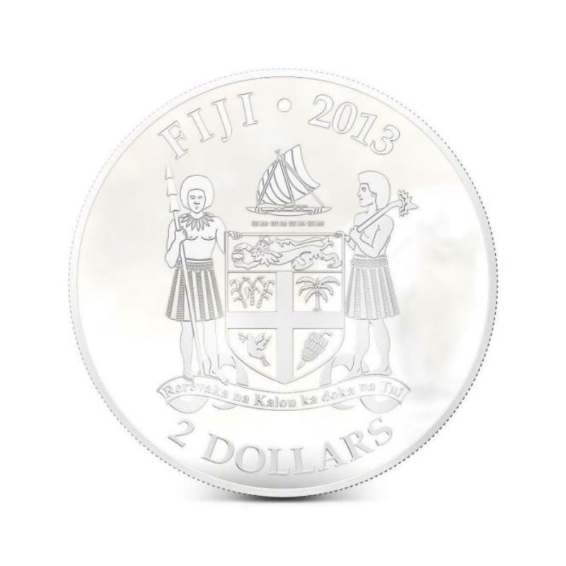 Fiji 2013 $2 Somali Fluffy Cat 1 Oz Silver Coin featuring a detailed depiction of a Somali cat.