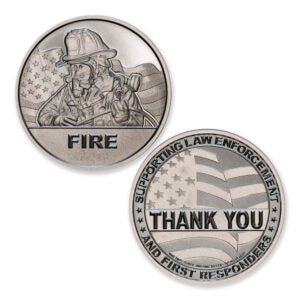 THANK YOU – LAW ENFORCEMENT & FIRST RESPONDERS – FIRE – 1 TROY OUNCE – 39MM