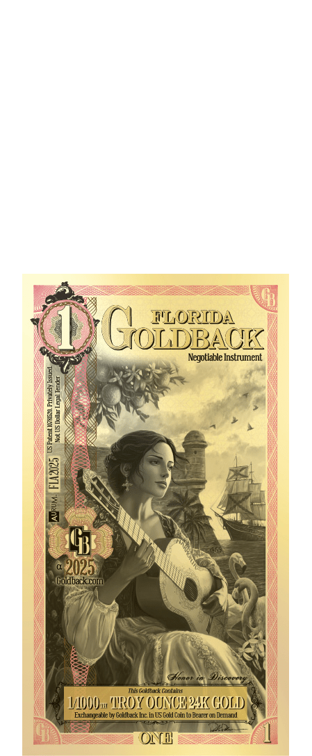 2024 Florida Goldback Foil Note 1 Dollar .999 Gold