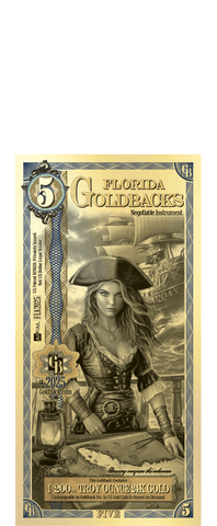 2024 Florida Goldback Foil Note 5 Dollar .999 Gold