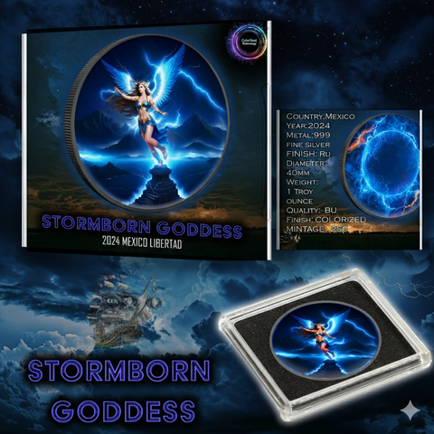 2024 Mexico Libertad Colorized Ruthenium Stormborn Goddess 1oz .999 Silver Coin