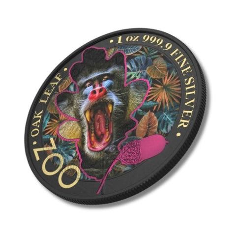 Germania 2019 5 Mark The Oak Leaf Zoo Series Mandrill 1 Oz Silver Coin