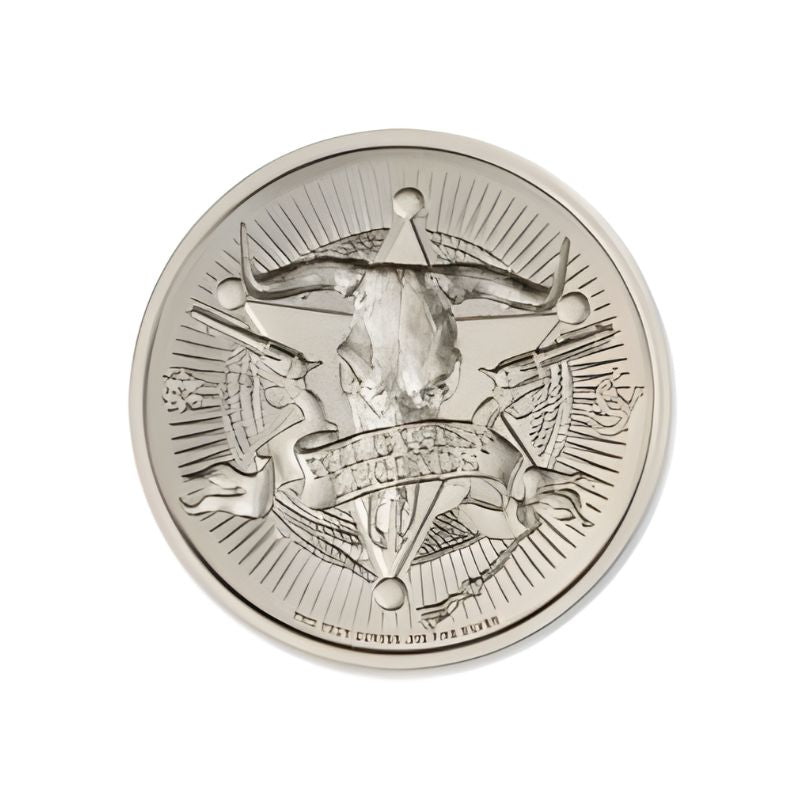 Geronimo 1 Troy Ounce 39mm Silver Round featuring a detailed depiction of Geronimo and iconic Old West imagery.