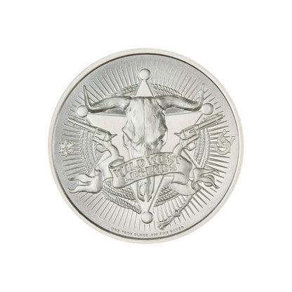 Geronimo 2 Troy Ounce 39mm Silver Round featuring a detailed depiction of Geronimo and iconic Old West imagery.