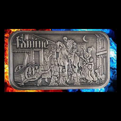 2x1oz SET Four Horsemen of the Apocalypse: Famine 1oz .999 Silver Bar