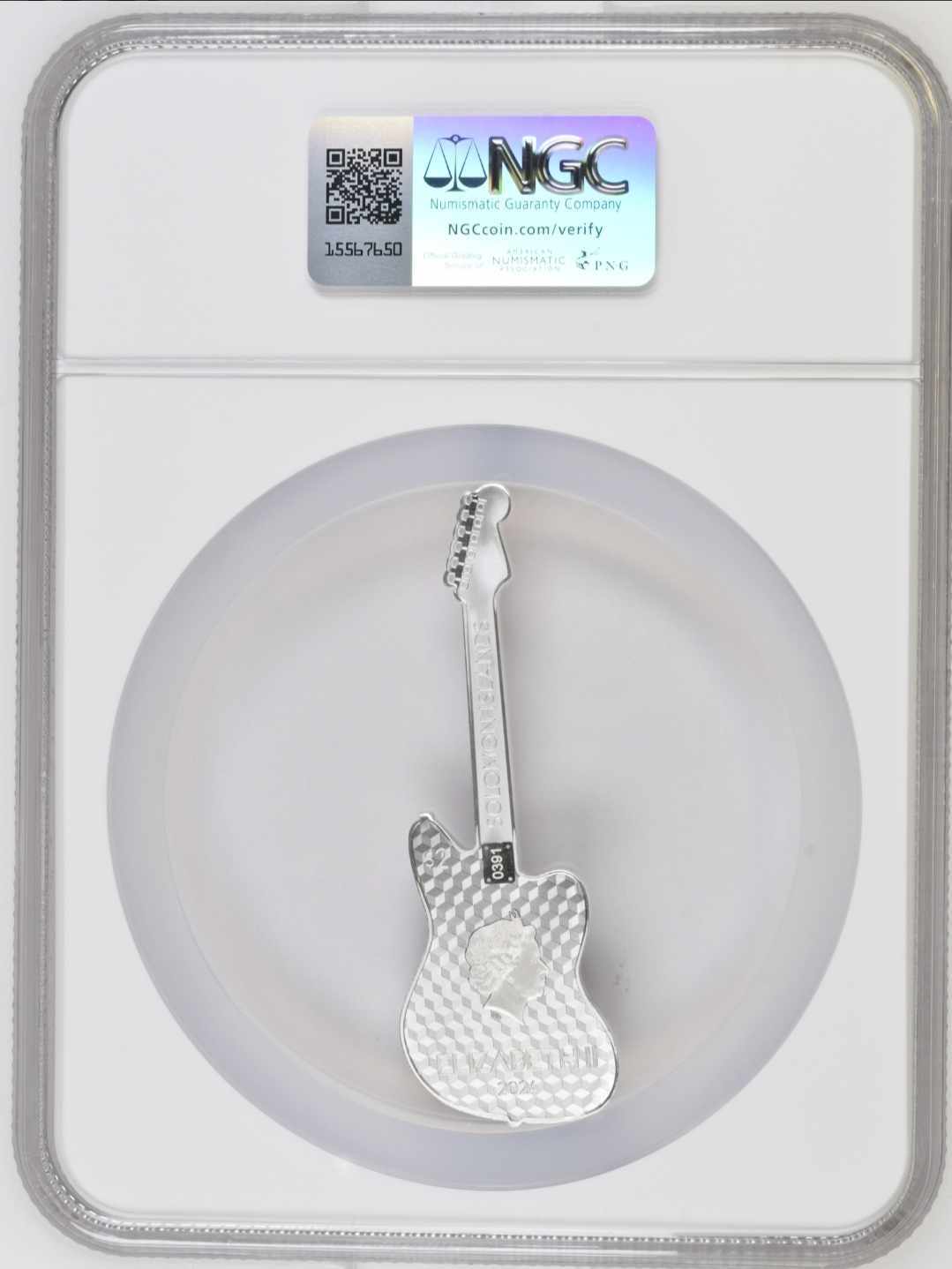 PF-70 NGC FR Pamp 1ozt .999 Fender Jaguar Guitar Color Guitar Coin