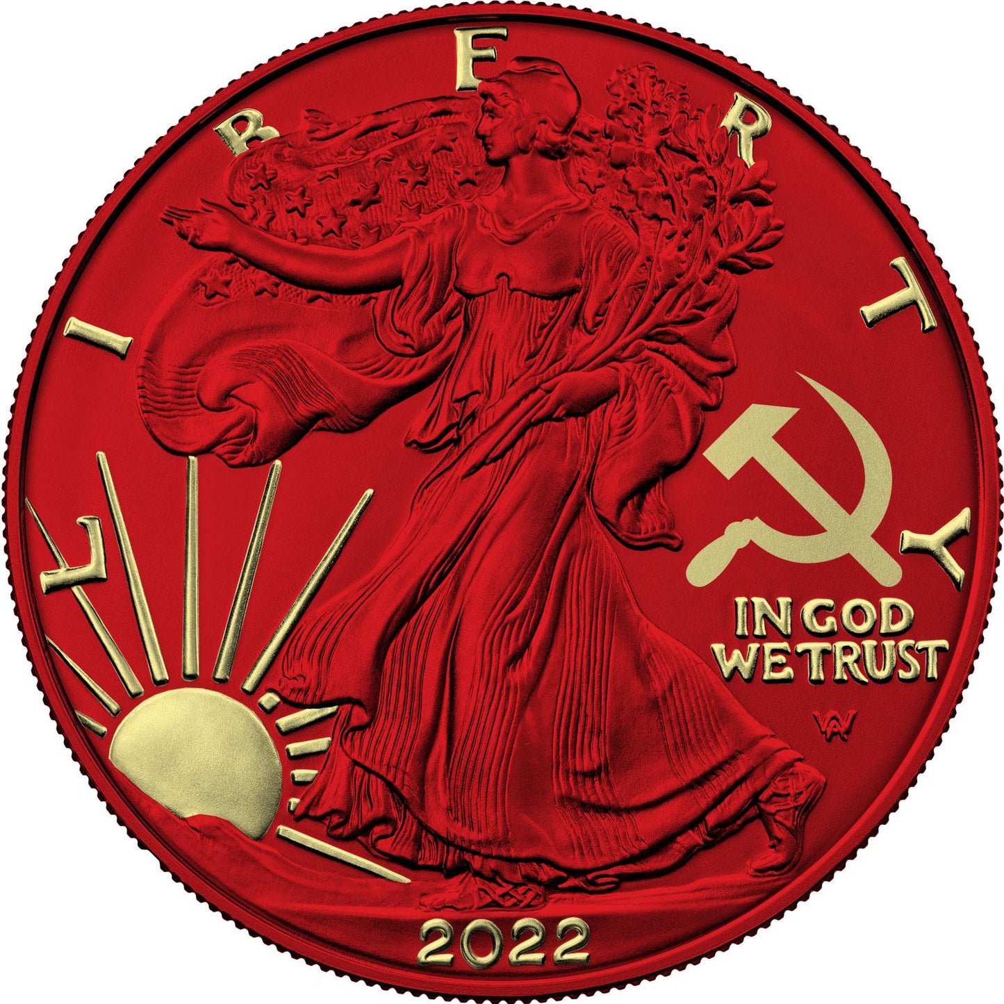 2022 Paint it Red Hammer and Sickle Edition Color 1oz 999 Silver Eagle