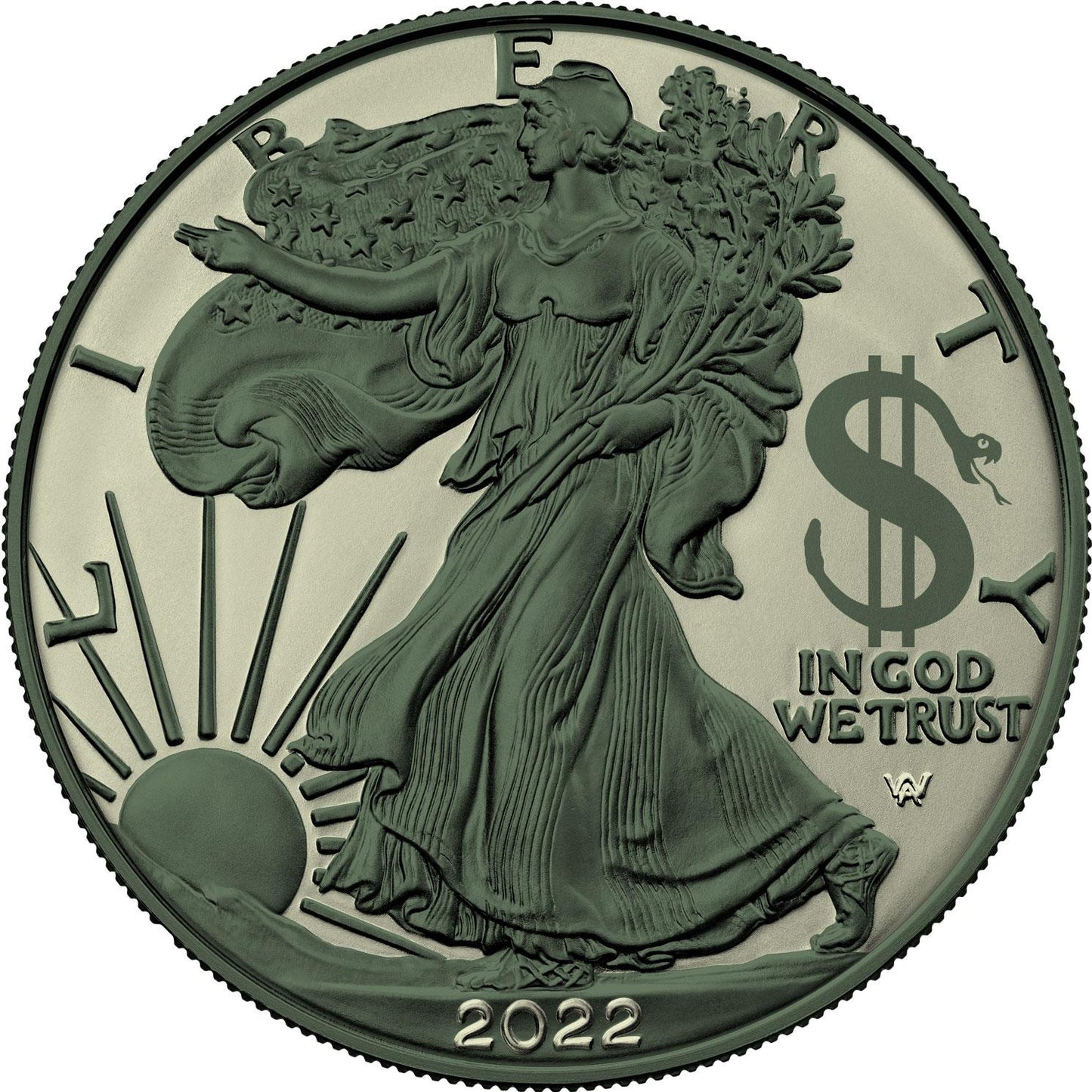 2022 Paint it Green Capitalism Color 999 Silver Eagle 1oz Coin